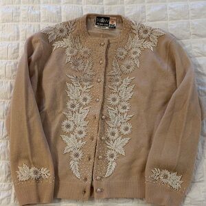 Embroidered Beige Sweater